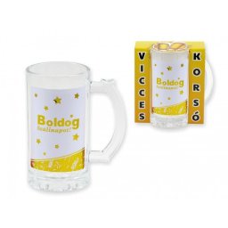 Vicces Söröskorsó Boldog Szülinapot arany 400ml 04662 - Tréfás Söröskorsó