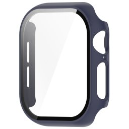PC FULL COVER Műanyag borítás üveggel Apple Watch 10-hez 46mm sötétkék