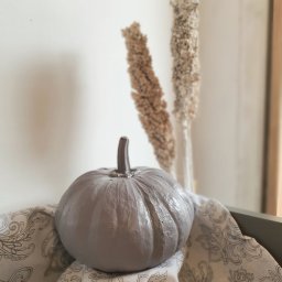 Őszi szürke és arany tök dekoráció 15 cm
