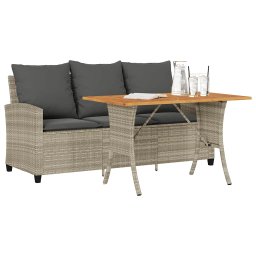 vidaXL 3 személyes szürke polyrattan kerti kanapé asztallal&párnával