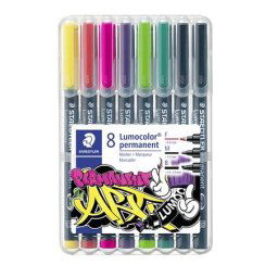 STAEDTLER Alkoholos marker készlet, 2-5 mm, vágott, STAEDTLER "Lumocolor(R) 350", 6 különböző szín