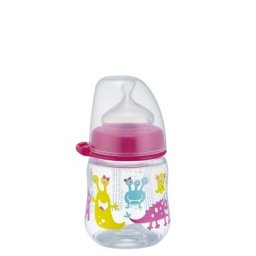 NIP PP széles szájú cumisüveg 150ml szilikon tejes etetőcumival - lányos