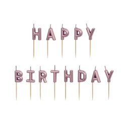 Happy Birthday roseg gold betűk, gyertya, 2,5 cm
