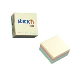 STICK N Öntapadó kockatömb, 76x76mm, 400 lap, STICK N, pasztell szivárvány