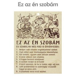 Fatábla Az én szobám fiú 13,5x17,5cm FT015 - Tréfás fatábla