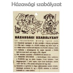 Fatábla Házassági szabályzat 13,5x17,5cm FT001 - Tréfás fatábla