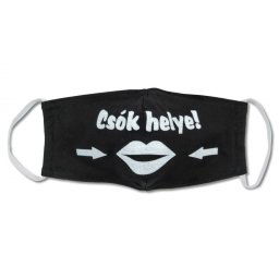 Maszk Csók helye fekete 21x13cm - Tréfás maszk