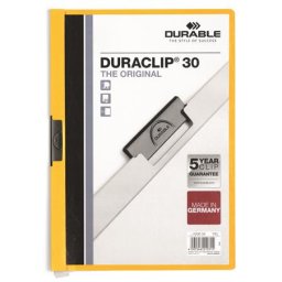 DURABLE Gyorsfűző, klipes, A4, DURABLE "DURACLIP(R) 30", sárga