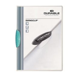DURABLE Gyorsfűző, klipes, A4, DURABLE "Swingclip(R) 30", világoskék