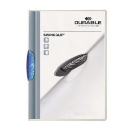DURABLE Gyorsfűző, klipes, A4, DURABLE "Swingclip(R) 30", kék