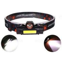 DEL1693 deLux LED fejlámpa, 1200mAh akkumulátorral, koncentrált + szórt fény funkció, 80-120lm, alu levehető fejegység mágnessel, micro USB kábellel