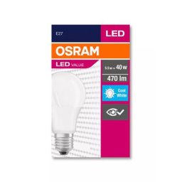 OSRAM LED izzó, E27, gömb, A60, 5W, 470lm, 4000K (HF), OSRAM "Value"