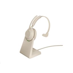 Jabra headset állvánnyal Evolve2 65, Link 380c MS, mono, bézs - Felbontott