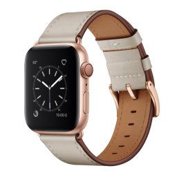 LEATHER Bőr szíj Apple Watch Ultra 1 / 2 (49mm) / 9 / 8 / 7 (45 mm) / 6 / SE / 5 / 4 (44 mm) / 3 / 2 / 1 (42 mm) bézs színű