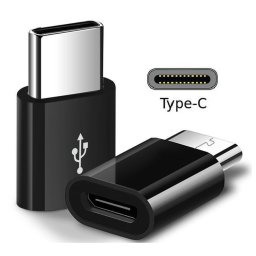 Adapter, USB Type-C - microUSB átalakító, fekete