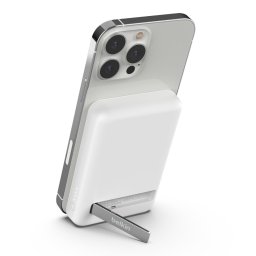 Belkin BOOST CHARGE MagSafe mágneses vezeték nélküli powerbank állvánnyal, 5000 mAh, fehér