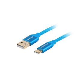 LANBERG USB-C (M) - USB-A (M) 2.0 kábel 1,8 m, kék, gyors töltés 3.0