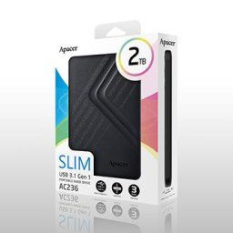 Apacer külső merevlemez, AC236, 2,5", USB 3.0 (3.2 Gen 1), 2TB, AP2TBAC236B-1, Fekete