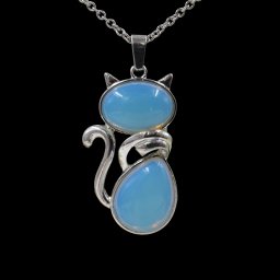 Opalit cica macska medál ajándék nyaklánccal