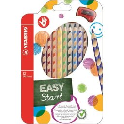 STABILO Színes ceruza készlet, háromszögletű, jobbkezes, STABILO "EasyColours", 12 különböző szín