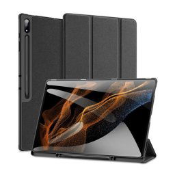Samsung Galaxy Tab S9 Ultra 14.6 / Tab S10 Ultra 14.6 SM-X910 / X916B / X920 / X926B, mappa tok, Trifold, érintőceruza tartó, Dux Ducis Domo, fekete