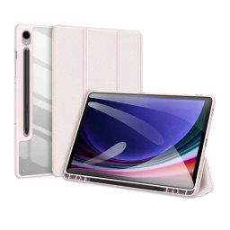 Samsung Galaxy Tab S9 FE (10.9) / Tab S10 FE (10.9) SM-X510 / X516B / X520 / X526, mappa tok, Trifold, légpárnás sarok, közepesen ütésálló, érintőceruza tartó, átlátszó hátlap, Dux Ducis Toby, rózsaszín