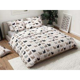 Renforcé pamut ágynemű PATTERNED CATS bézs Ágyneműhuzat mérete: 2 db 70 x 90 cm | 200 x 220 cm
