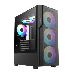 1stCOOL tok GAMER 5, Mid tower, AU, USB 3.0, USB-C, 2x 140 ARGB ventilátor, 1x 120 ARGB ventilátor, tápegység nélkül, fekete színű