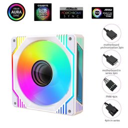 1stCOOL ventilátor AURA EVO Mirror ARGB PWM, 120mm, fehér