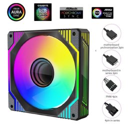 1stCOOL ventilátor AURA EVO Mirror ARGB PWM, 120mm, fekete