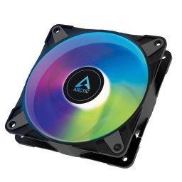 ARCTIC P12 PWM PST A-RGB 0dB, 120x120x25 mm-es ventilátor, 2000 RPM, 4-pin, fekete, fekete