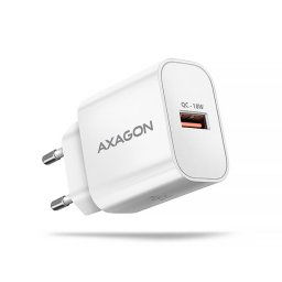 AXAGON ACU-QC18W, 18W-os hálózati töltő, 1x USB-A port, QC3.0/AFC/Apple, fehér színű