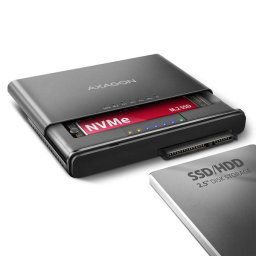 AXAGON ADSA-CC USB-C 10Gbps - NVMe M.2 SSD és SATA 2,5"/3,5" SSD/HDD CLONE MASTER 2 adapter