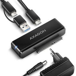 AXAGON ADSA-FPX, USB-C 10Gbps - SATA 6G, 2.5"/3.5" SSD/HDD FAST PORT X adapter, inkl. AC tápegységgel