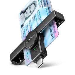 AXAGON CRE-SMPC Összecsukható zseb USB-C érintkező Smart kártyaolvasó. Alkalmas eCitizen alkalmazáshoz