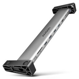 AXAGON HMC-10HLS, USB 5Gbps hub, 4x USB-A, HDMI 4k/60Hz, RJ-45 GLAN, SD/mSD, PD 100W, USB-C kábel 25cm