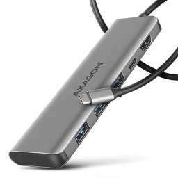 AXAGON HMC-5H, USB 5Gbps hub, 3x USB-A, HDMI 4k/30Hz, PD 100W, USB-C kábel 100cm