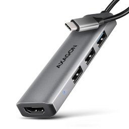 AXAGON HMC-H3A, USB 5Gbps hub, 3x USB-A, HDMI 4k/30Hz, USB-C kábel 15cm