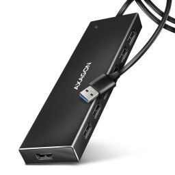 AXAGON HUE-F7A, 7x USB 3.2 Gen 1 ALU FLAT CHARGING hub, micro USB hálózati csatlakozó, 1m USB-A kábel
