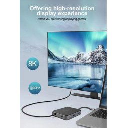 Acer 7in1 USB4 8K Multi Display hub: 1x HDMI (akár 8K@30Hz), 1x Display Port (akár 8K@30Hz), 1x USB-C (adatátvitel akár 40Gb).