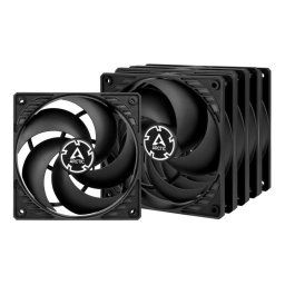 Arctic P12 PWM PST, 120x120x25 mm, 5 darabos ventilátor készlet, fekete, 4-pin, 4 tűs