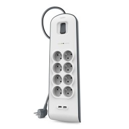 Belkin túlfeszültségvédő BSV804 - 8 aljzat, 2xUSB/2.4A, 2m