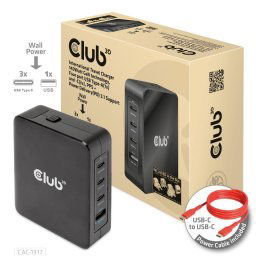 Club3D utazási töltő 140W GaN technológiával, 3xUSB-C, 1xUSB-A, PPS PD 3.1 támogatással