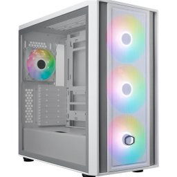 Cooler Master ház MasterBox 600, ATX, átlátszó oldallap, 3x 140mm ARGB ventilátor, 1x 120mm ARGB ventilátor, ARGB hub, fehér