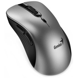 Genius Ergo 8100S AI, egér, vezeték nélküli, ergonomikus, optikai, 1600DPI, 6 gomb, USB, Copilot, hangtalan, ezüstszürke, ezüstszürke