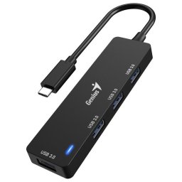 Genius UH-400 USB Hub, külső, USB-C - 4× USB 3.0, 15cm, fekete