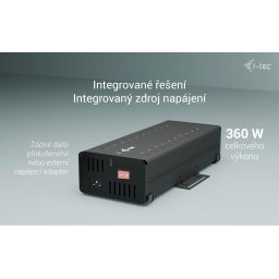 I-tec USB-C/USB-A fém töltő adat HUB, 15W portonként, 20x USB-C, 360W