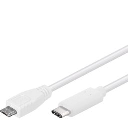 PremiumCord USB-C/male - USB 2.0 Micro-B/Male, fehér, 0,6m