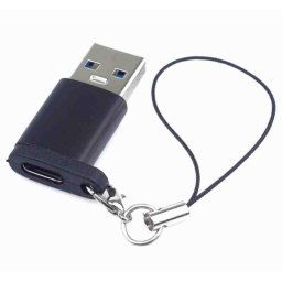 PremiumCord adapter USB3.0 A hím - USB-C női, fekete, akasztós hurokkal