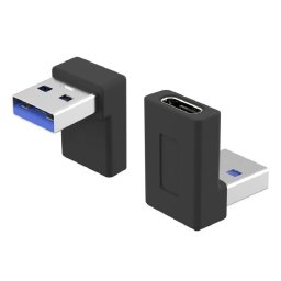 PremiumCord hajlított 90°-os adapter USB-C női - USB-C férfi 40Gbps Alumínium